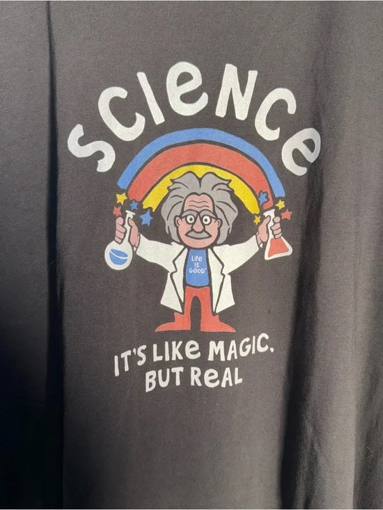 LIFE IS GOOD “Science it’s like real magic” oversized graphic tshirt XXL - Picture 3 of 4